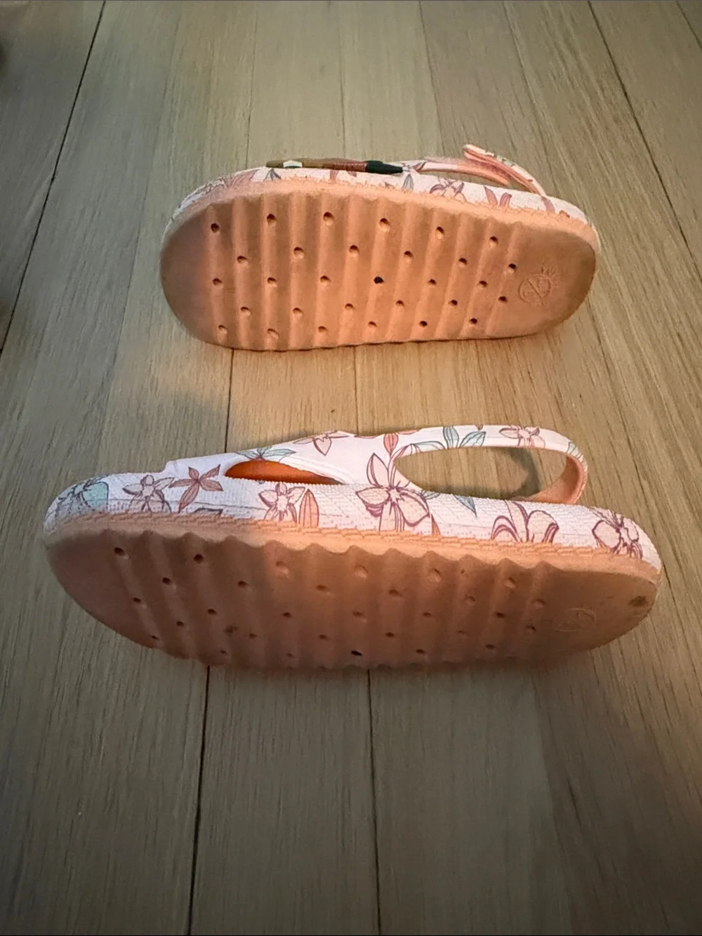 Girls' Pink Floral Moana Slide Sandals with Backstrap